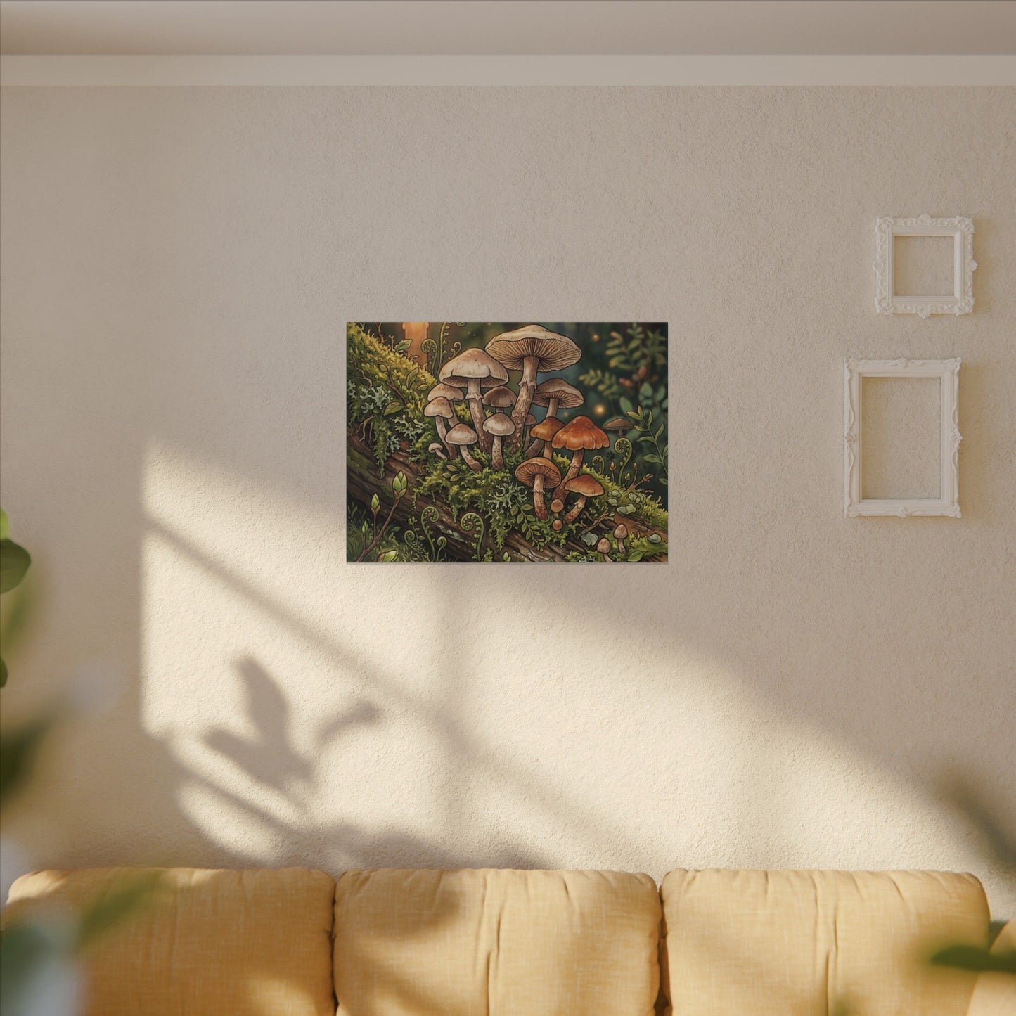 Spring Wild Mushrooms Herbarium Canvas Art | Rustic Decor