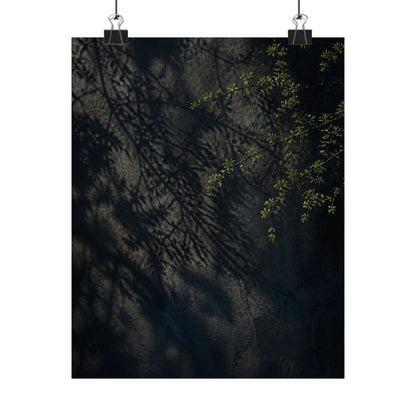Dark Japandi Shadow Play in Overcast | Moody Minimal Wall Art Print