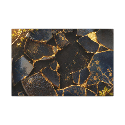 Golden Hour Broken Pottery Canvas Art - Kintsugi Ma