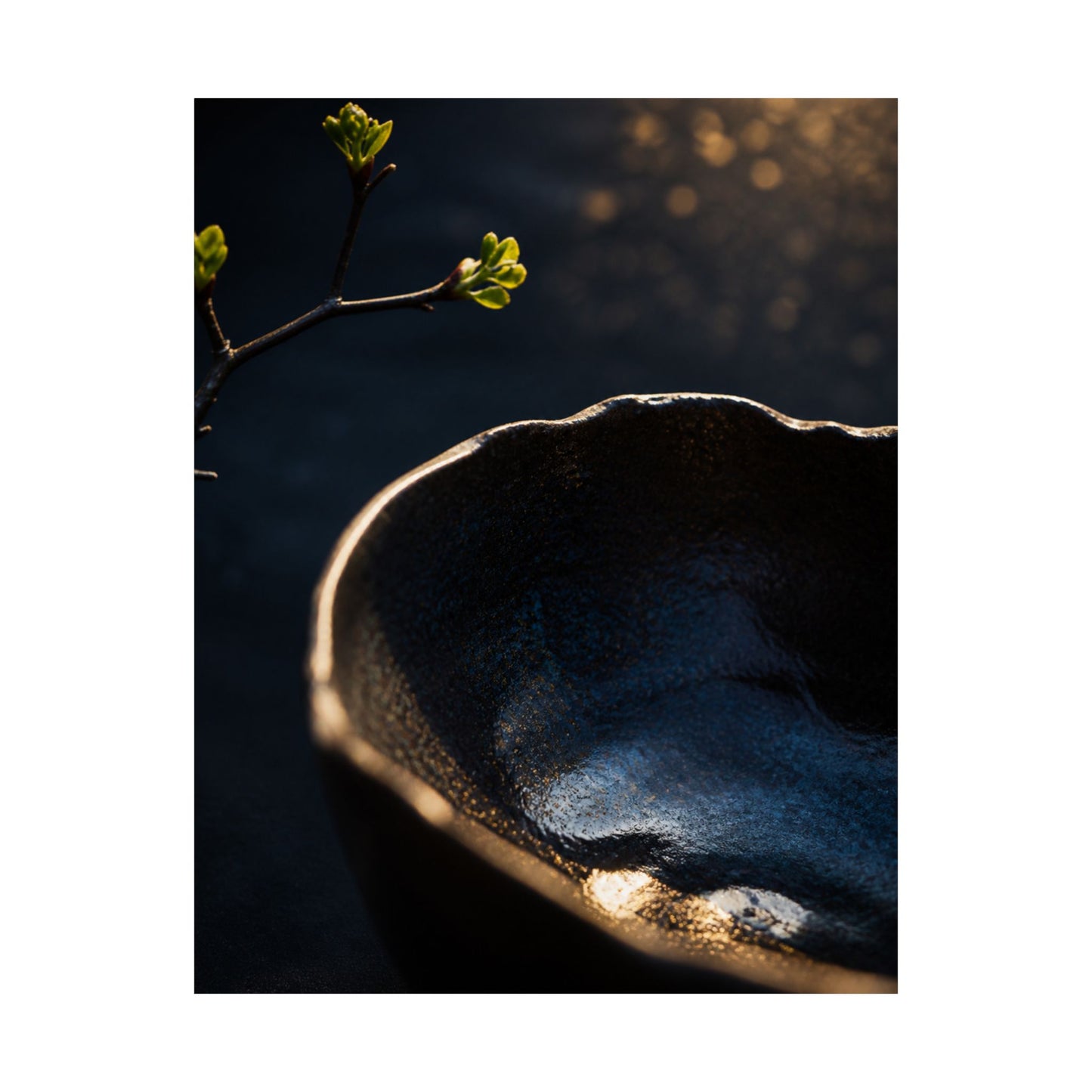 Ma Ceramic Bowl Wall Art Print - Dark Japandi Shadow Zen