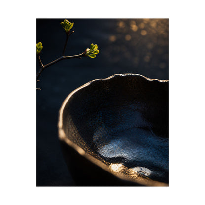 Ma Ceramic Bowl Wall Art Print - Dark Japandi Shadow Zen