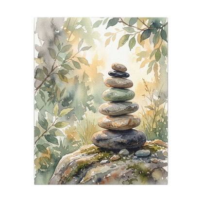 Golden Hour River Stones Canvas Art - Japandi Mono No Aware