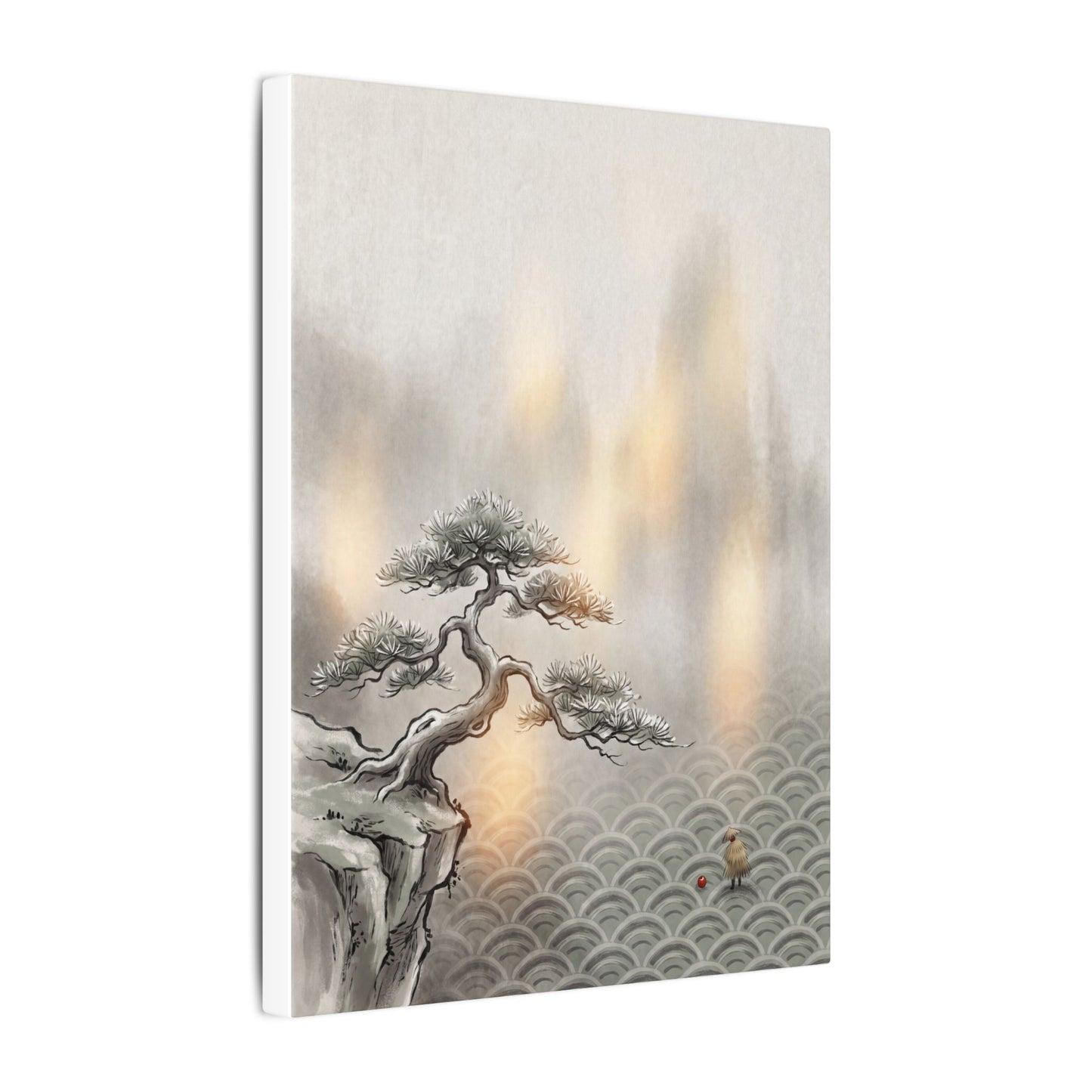 Pine Tree Canvas Art | Winter Japandi Japanese Pattern Art