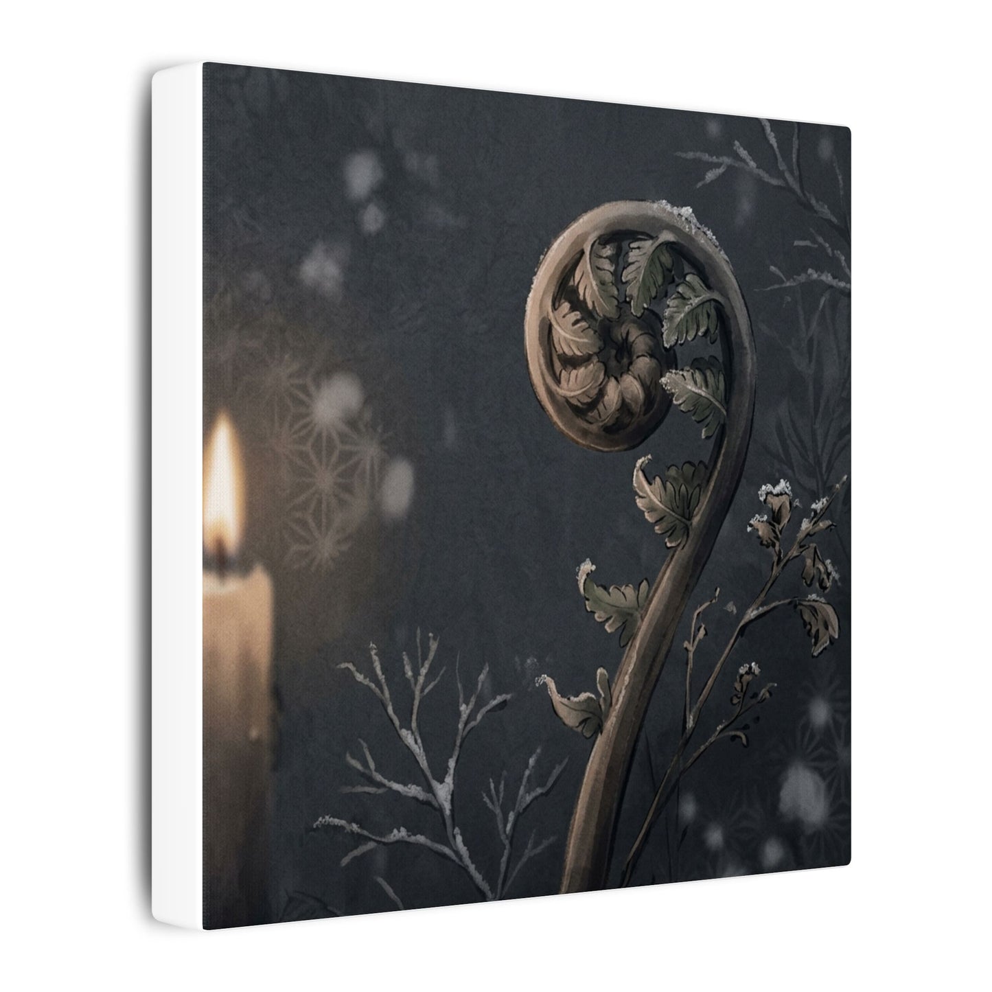 Candlelight Fern Unfurling Canvas Art - Japandi Ma