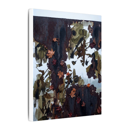 Rust Patina Charcoal Ink Canvas Art | Sophisticated Dark Japandi Art