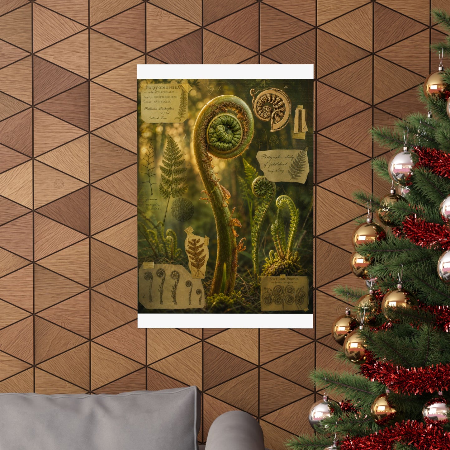 Spring Fern Unfurling Herbarium Wall Art Print | Nostalgic Decor
