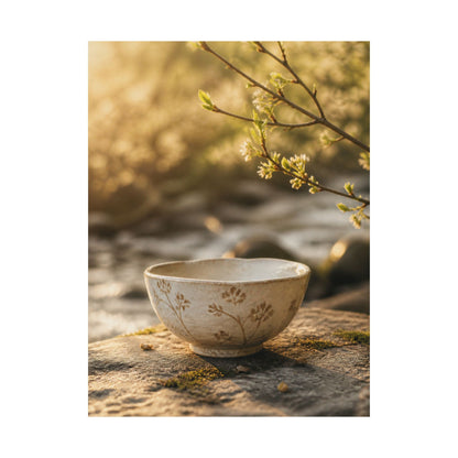 Spring Ceramic Bowl Japanese Pattern Wall Art Print | Warm Decor