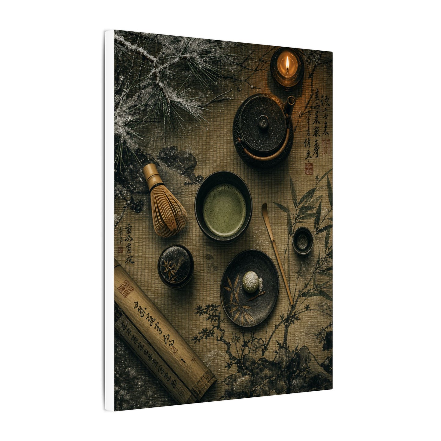 Tea Ceremony Canvas Art | Winter Zen Ukiyo E Inspired Art