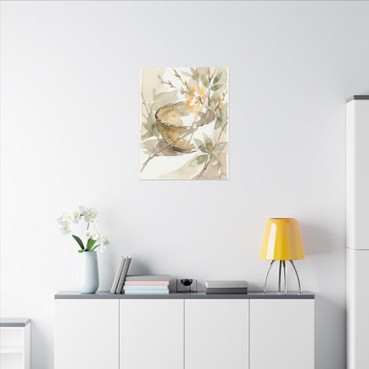 Spring Ceramic Bowl Watercolor Canvas Art | Neutral Decor