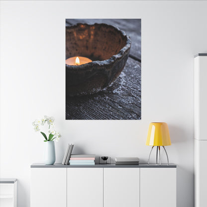 Atmospheric Ceramic Bowl Canvas Art - Moody Minimal Dark Japandi