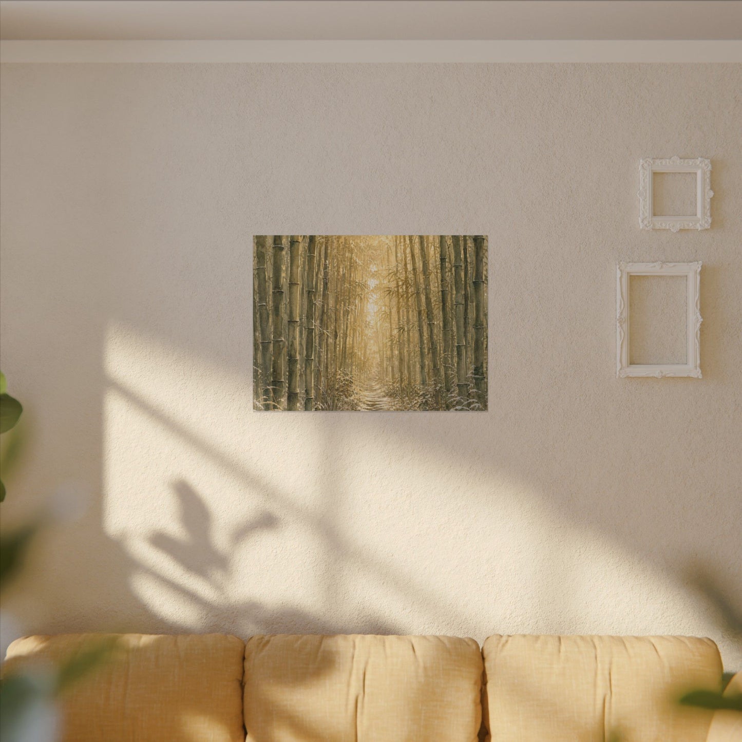 Bamboo Grove Winter Canvas Art | Japandi Elegant Design