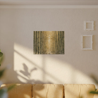 Bamboo Grove Winter Canvas Art | Japandi Elegant Design