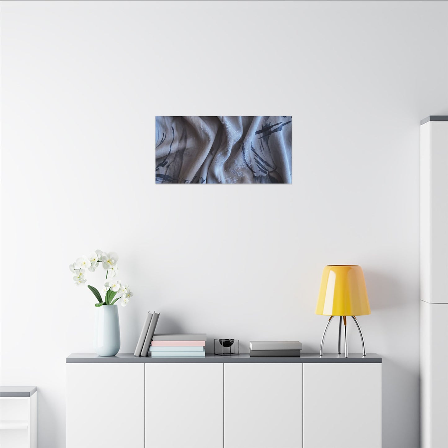 Silk Drape Winter Canvas Art | Japandi Earthy Design