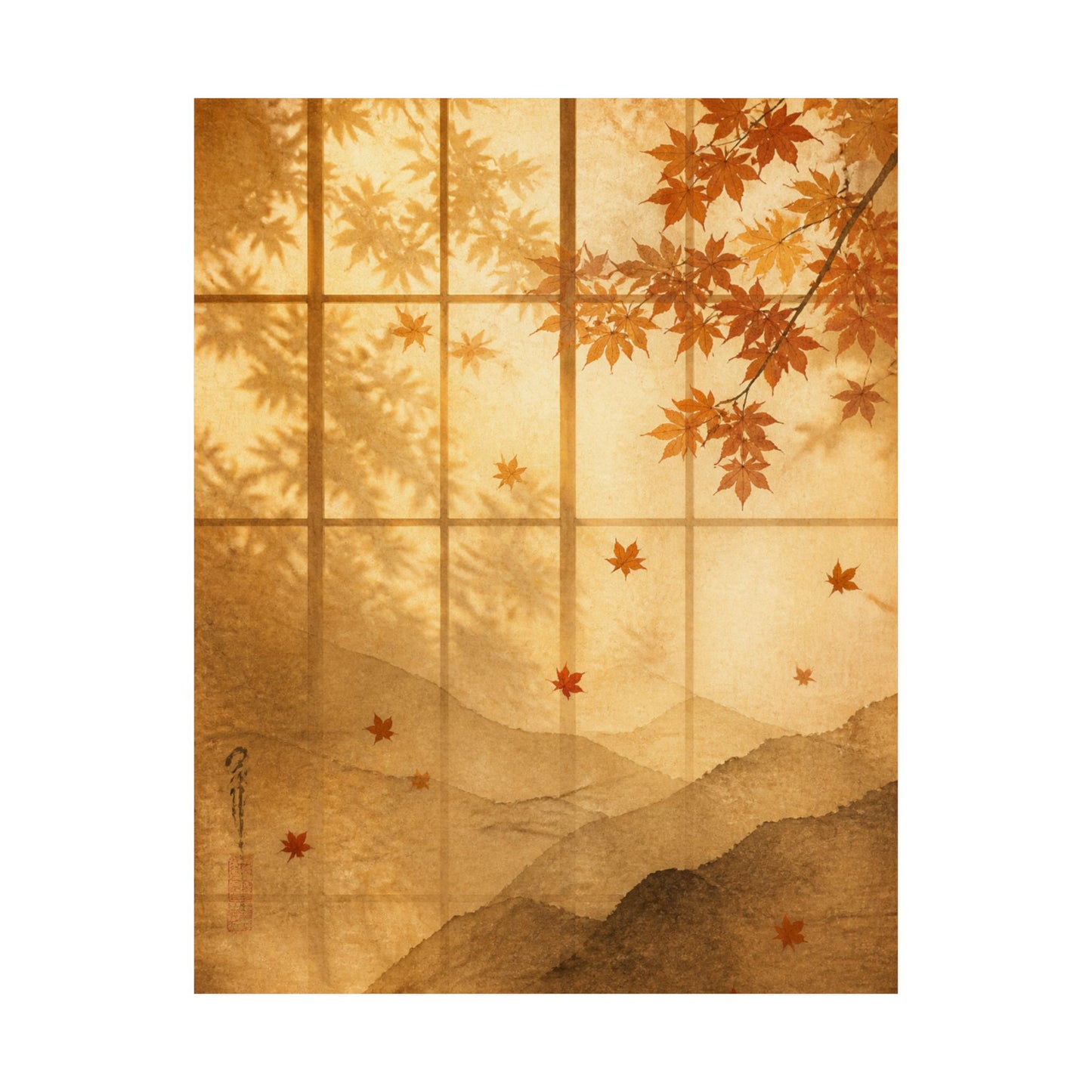 Shoji Screen Wall Art Print | Autumn Japandi Texture Art