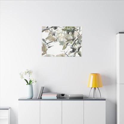 Elegant Stone Lantern Canvas Art - Watercolor Japandi