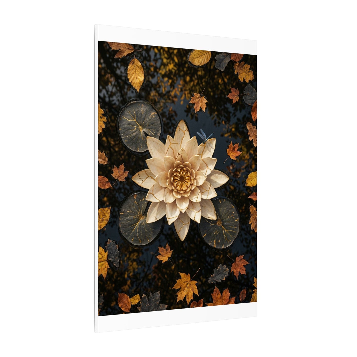 Healing Lotus Flower Canvas Art - Gold Repair Kintsugi Art Print