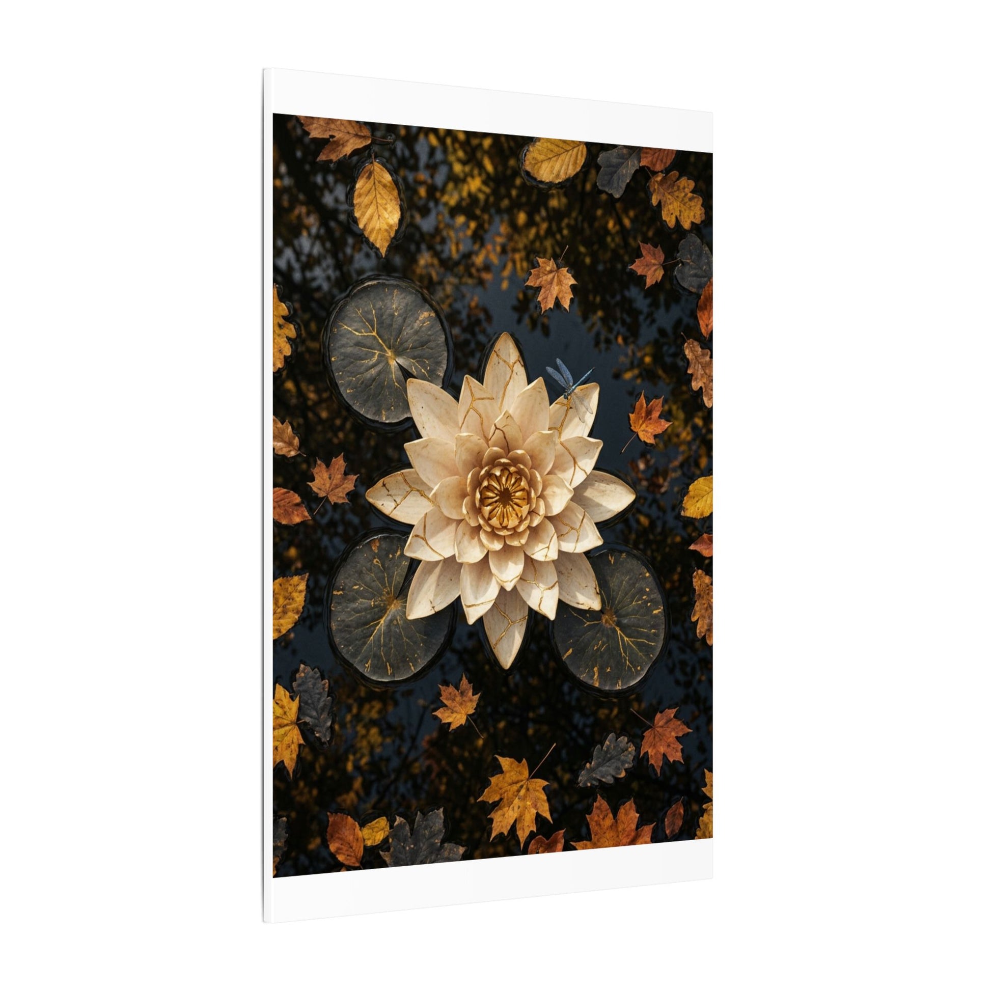 Healing Lotus Flower Canvas Art - Gold Repair Kintsugi Art Print