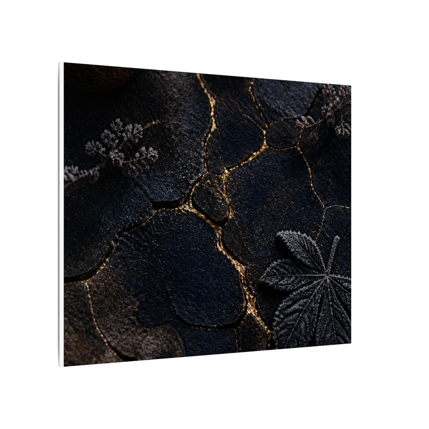 Candlelight Cracked Earth Canvas Art - Dark Japandi Ma