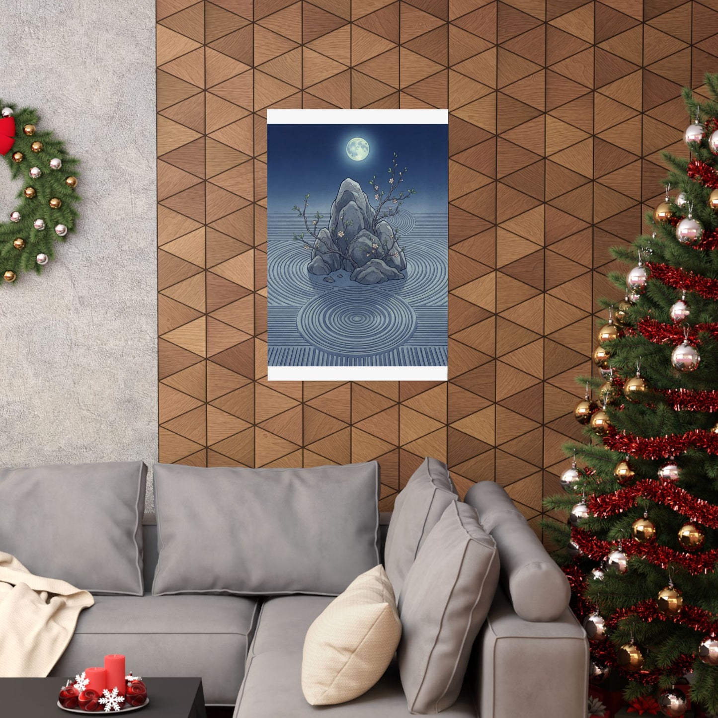 Kanso Rock Garden Wall Art Print - Zen Ukiyo E Inspired