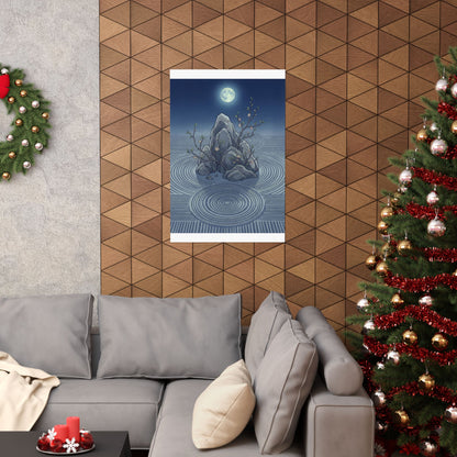 Kanso Rock Garden Wall Art Print - Zen Ukiyo E Inspired