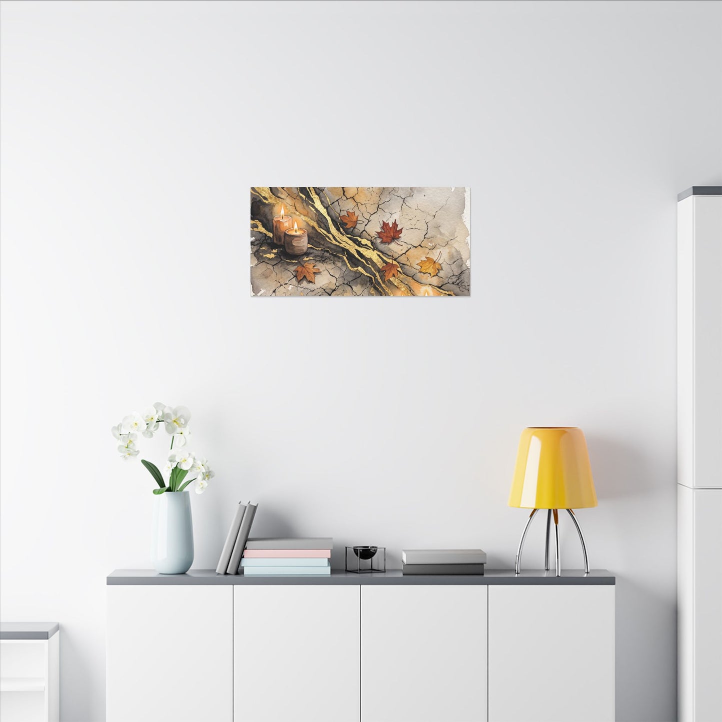 Cracked Earth Autumn Canvas Art | Japandi Warm Design