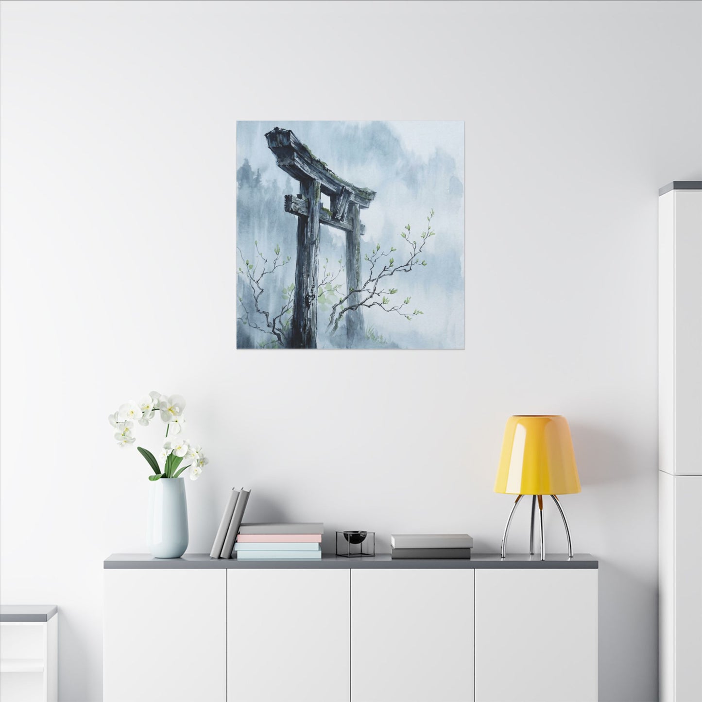 Torii Gate Canvas Art | Spring Zen Sumi E Art
