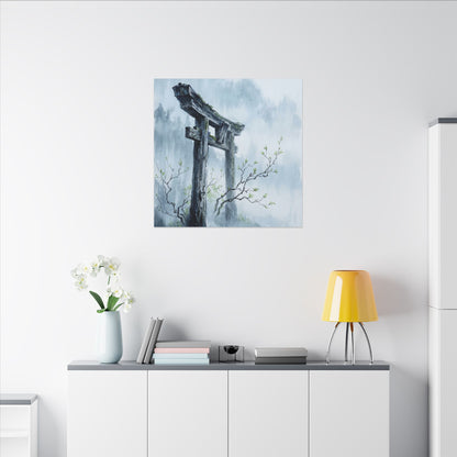 Torii Gate Canvas Art | Spring Zen Sumi E Art