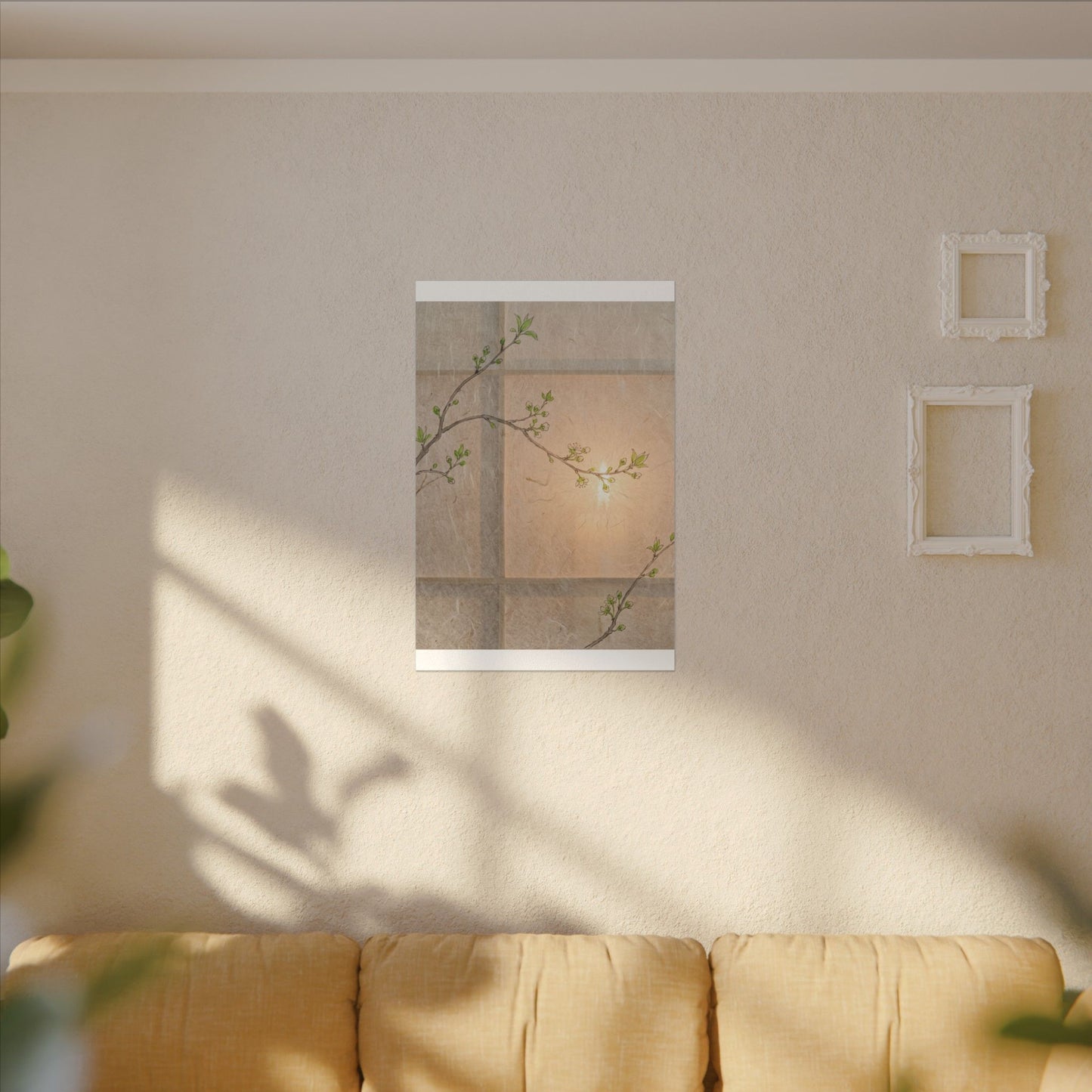 Shoji Screen Canvas Art | Spring Japandi Minimal Line Art