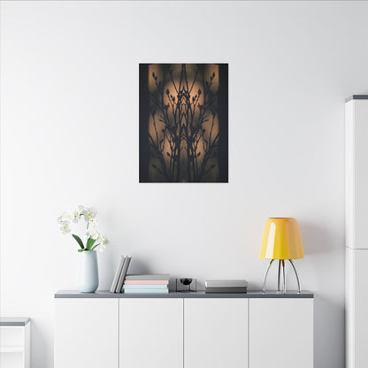 Dark Japandi Shadow Play in Golden Hour | Shadow Zen Canvas Art