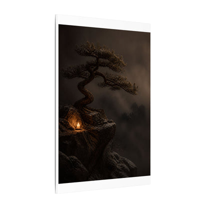Pine Tree Shadow Zen Canvas Art | Luxurious Dark Japandi Art