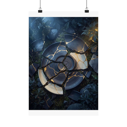Summer Broken Pottery Gold Vein Wall Art Print | Philosophical Decor Art Print