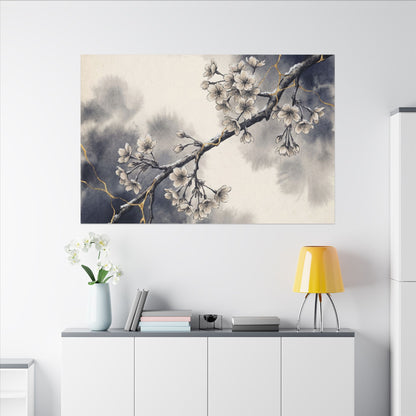 Ma Cherry Blossom Canvas Art - Kintsugi Gold Vein