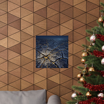 Ma Cracked Earth Wall Art Print - Kintsugi Broken Beauty