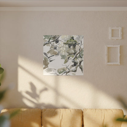 Elegant Stone Lantern Canvas Art - Watercolor Japandi