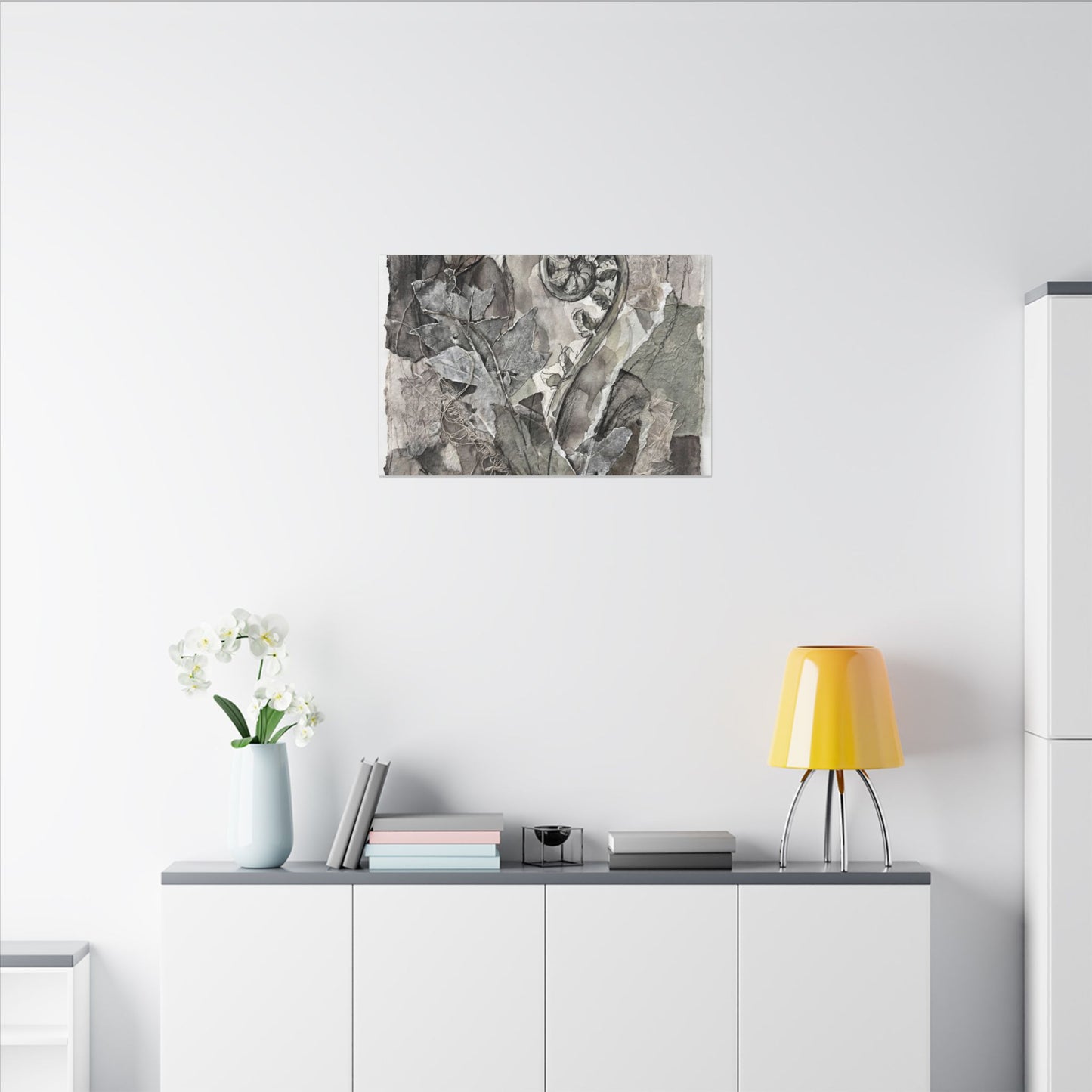 Japandi Fern Unfurling in Overcast | Texture Canvas Art