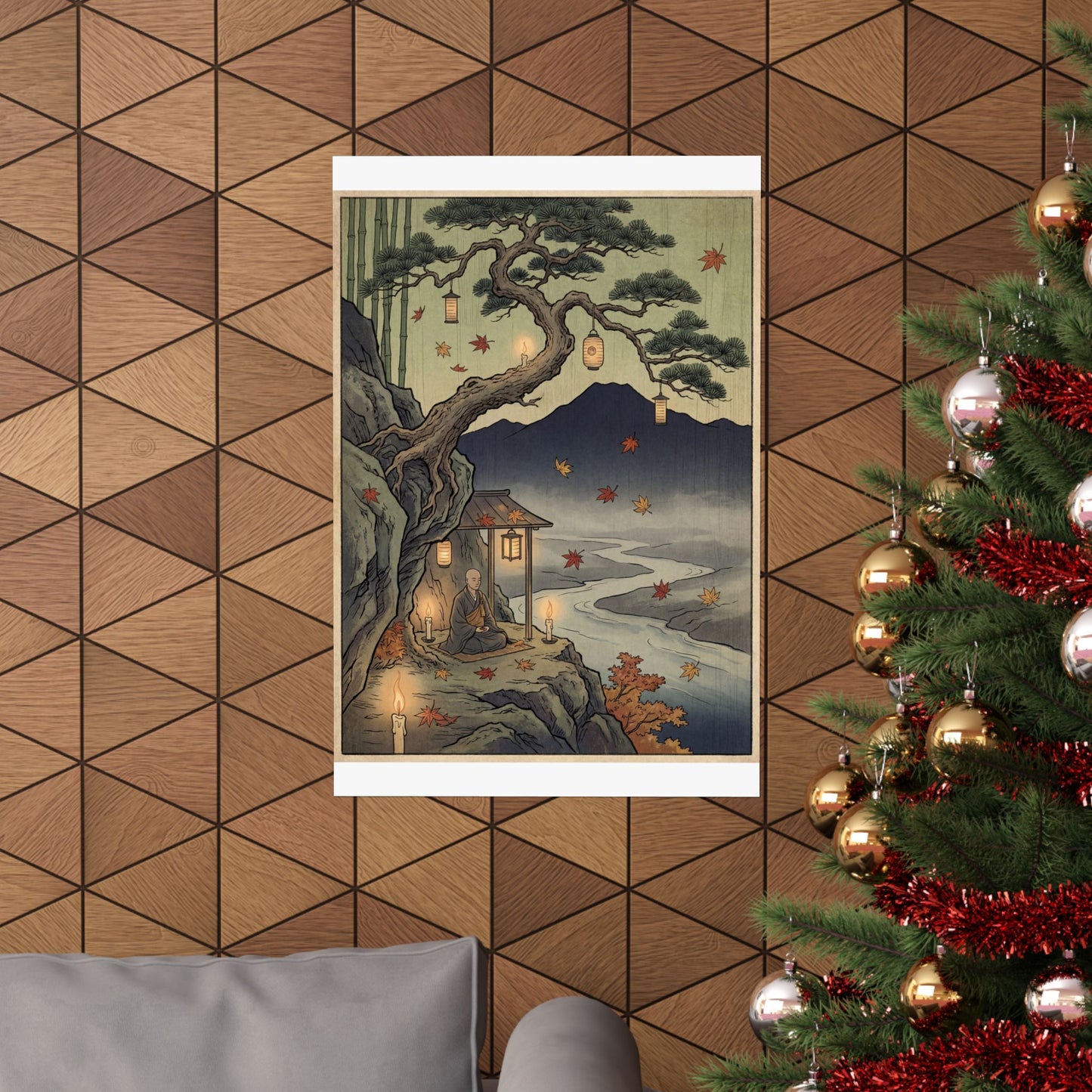 Pine Tree Autumn Wall Art Print | Zen Tranquil Design