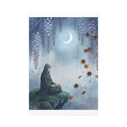 Zen Wisteria in Moonlight | Ukiyo E Inspired Canvas Art