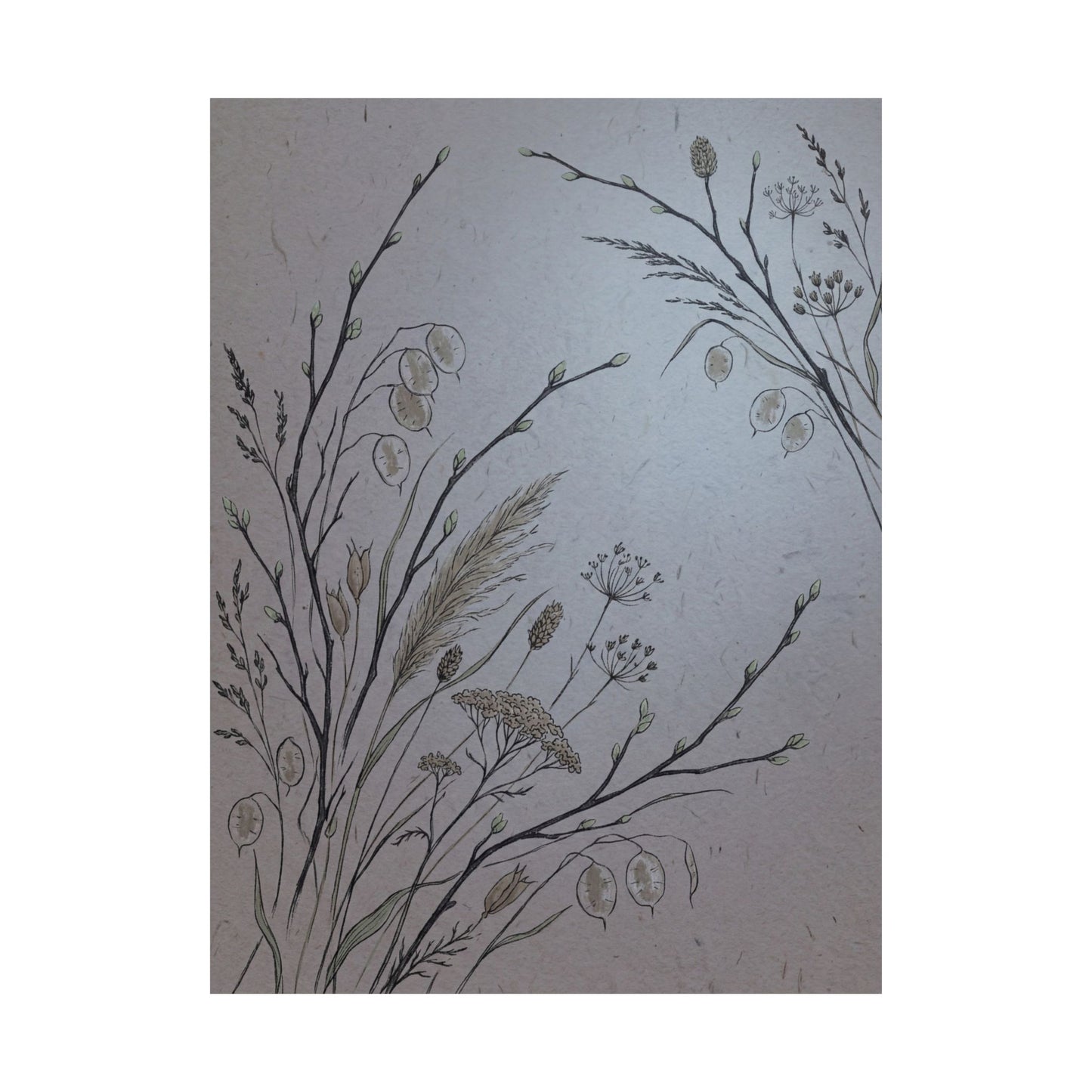 Dried Flowers Wall Art Print | Spring Japandi Japanese Pattern Art