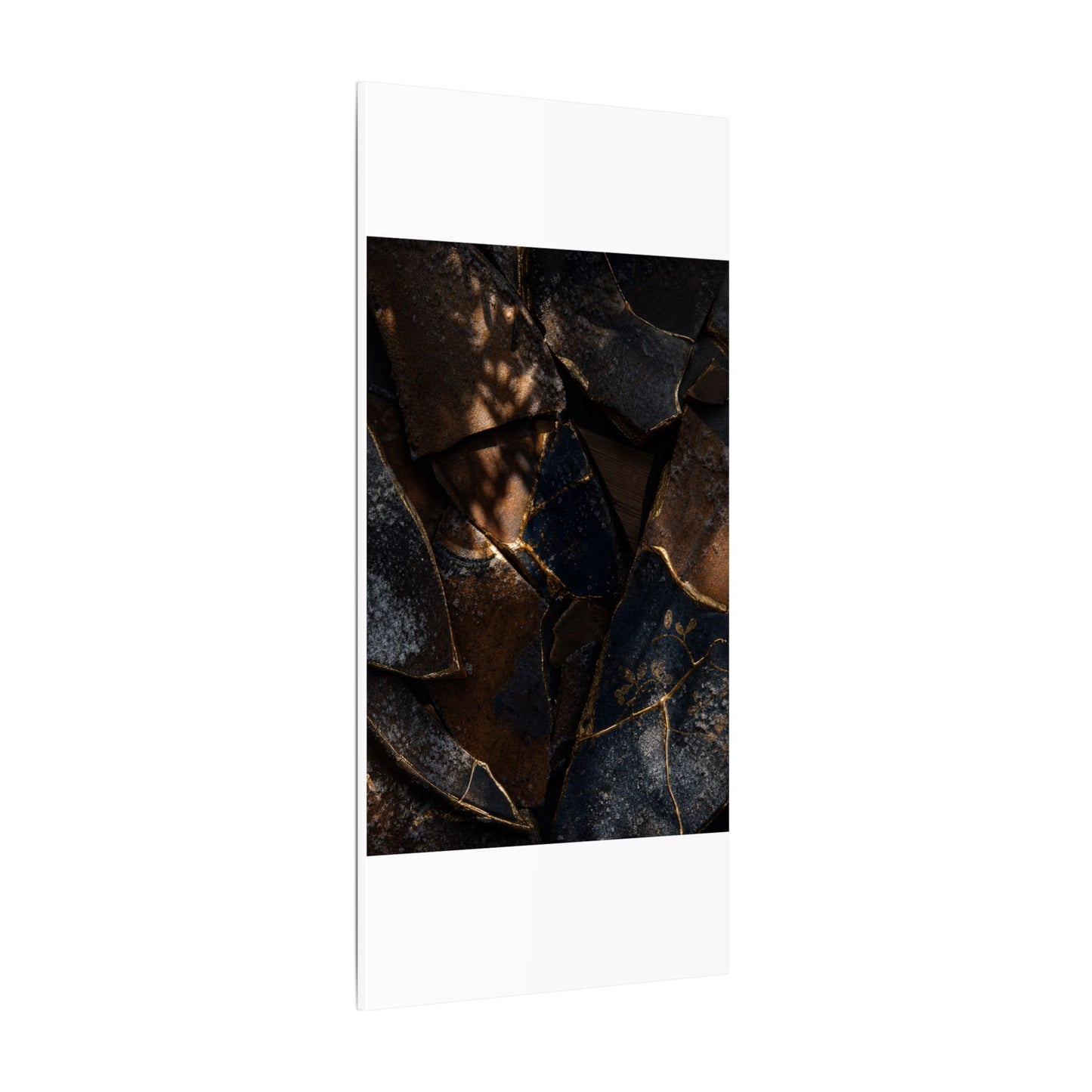 Fukinsei Broken Pottery Canvas Art - Dark Japandi Dark Texture
