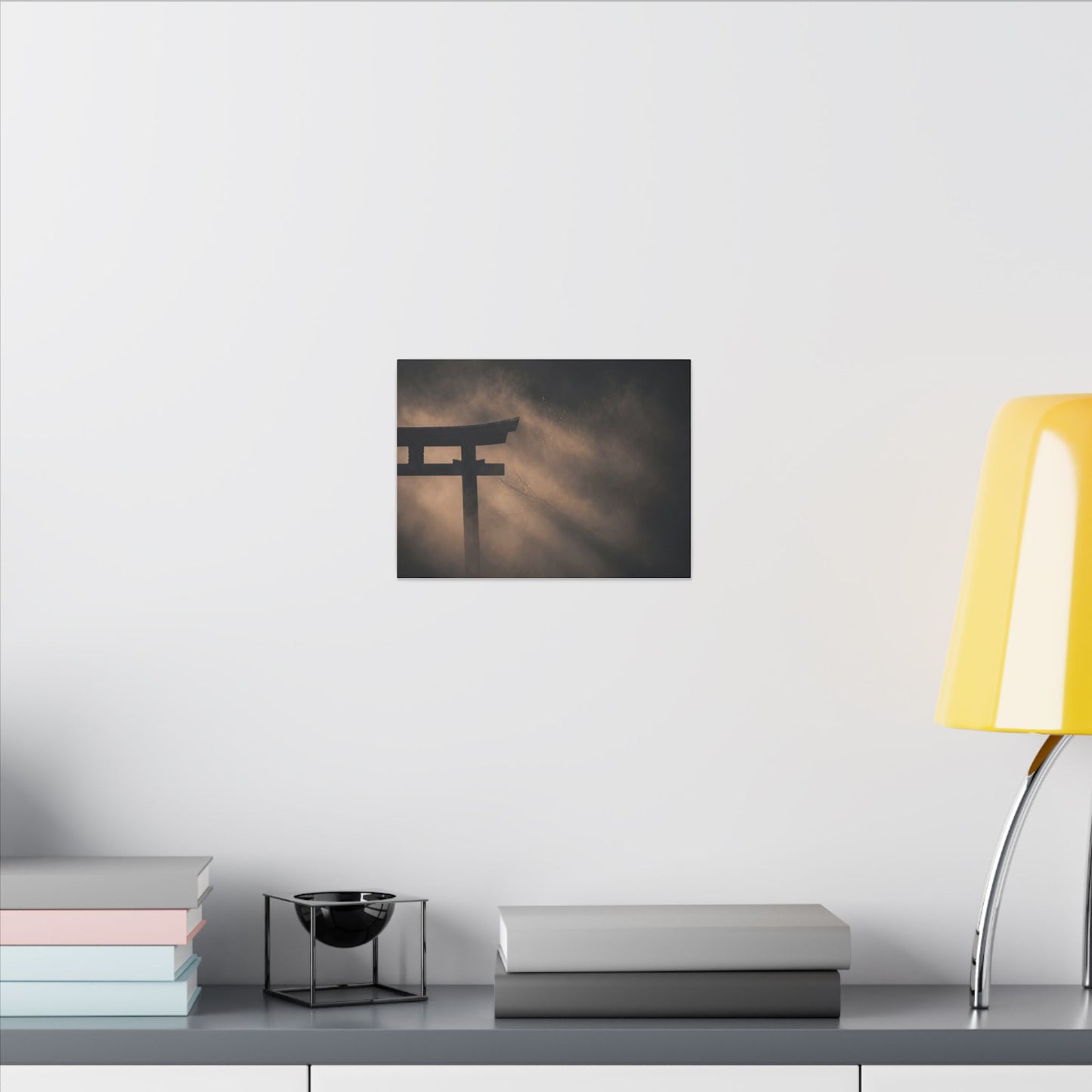 Torii Gate Shadow Zen Canvas Art | Bold Dark Japandi Art