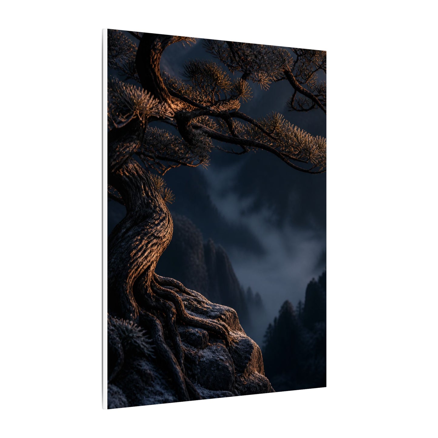 Bold Pine Tree Canvas Art - Shadow Zen Dark Japandi