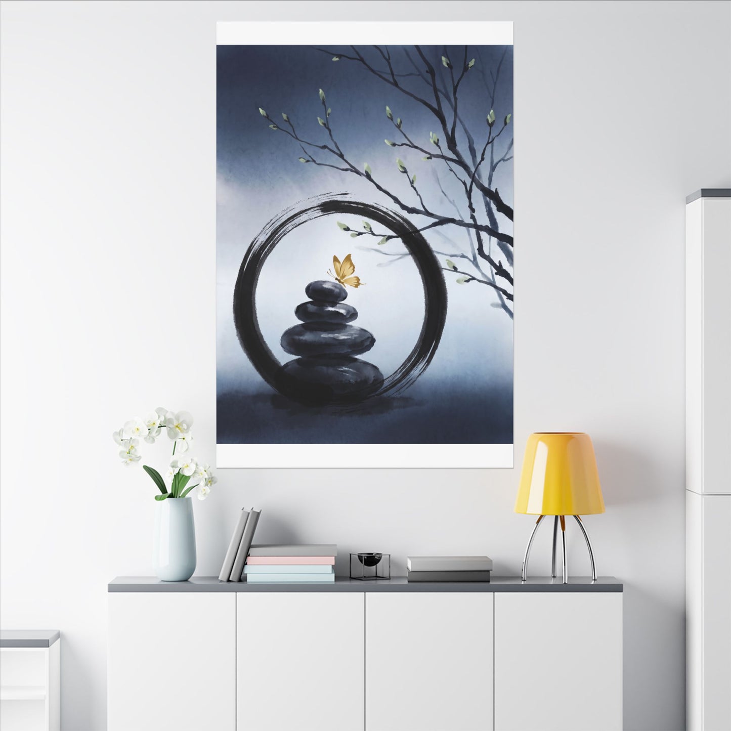 River Stones Spring Canvas Art | Zen Peaceful Design