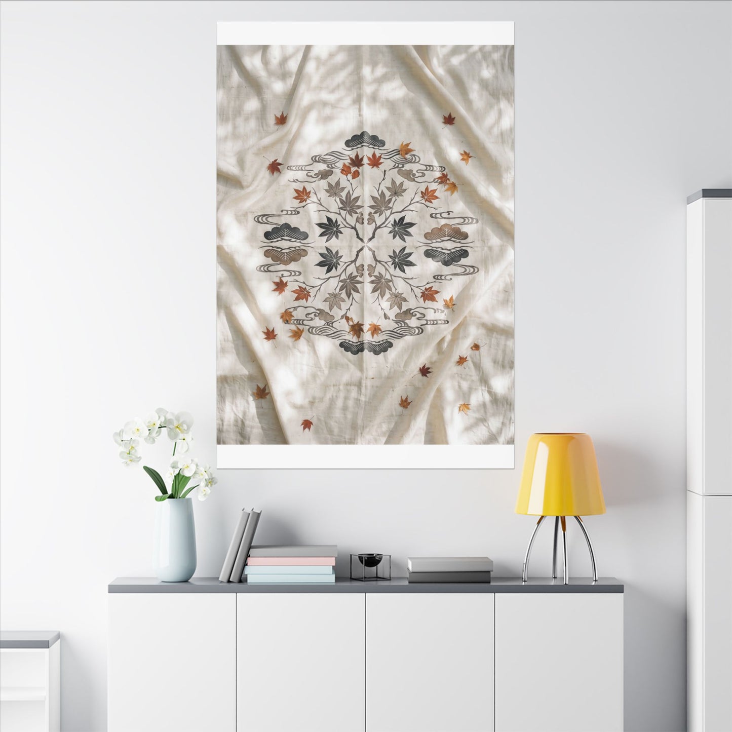 Elegant Silk Drape Canvas Art - Japanese Pattern Japandi