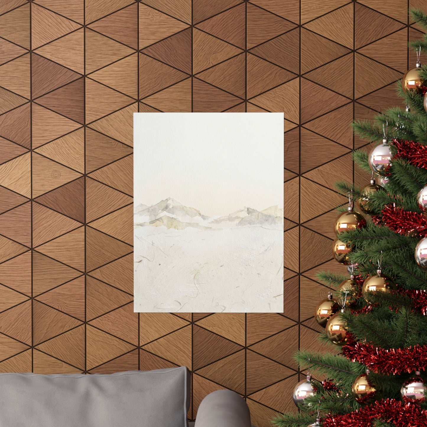 Winter Mountain Mist Texture Wall Art Print | Elegant Decor
