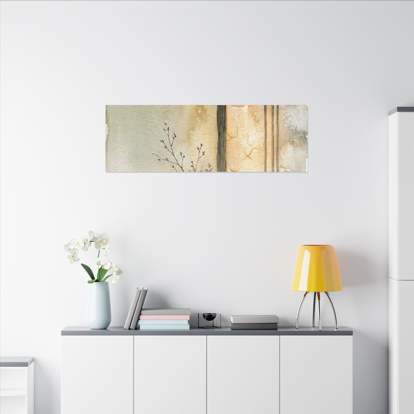 Ma Shoji Screen Canvas Art - Japandi Watercolor
