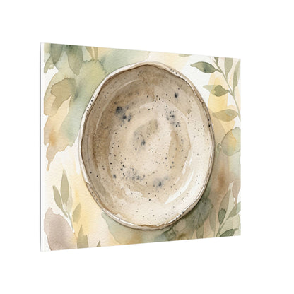 Ceramic Bowl Watercolor Canvas Art | Warm Japandi Art