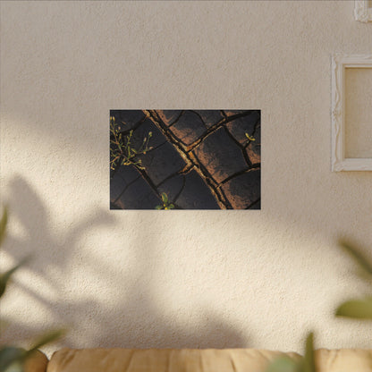 Kintsugi Cracked Earth in Golden Hour | Gold Vein Canvas Art