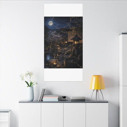 Seijaku Moonlit Garden Canvas Art - Kintsugi Gold Vein