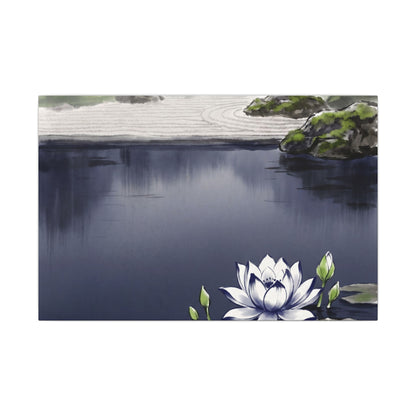 Lotus Flower Karesansui Canvas Art | Tranquil Zen Art