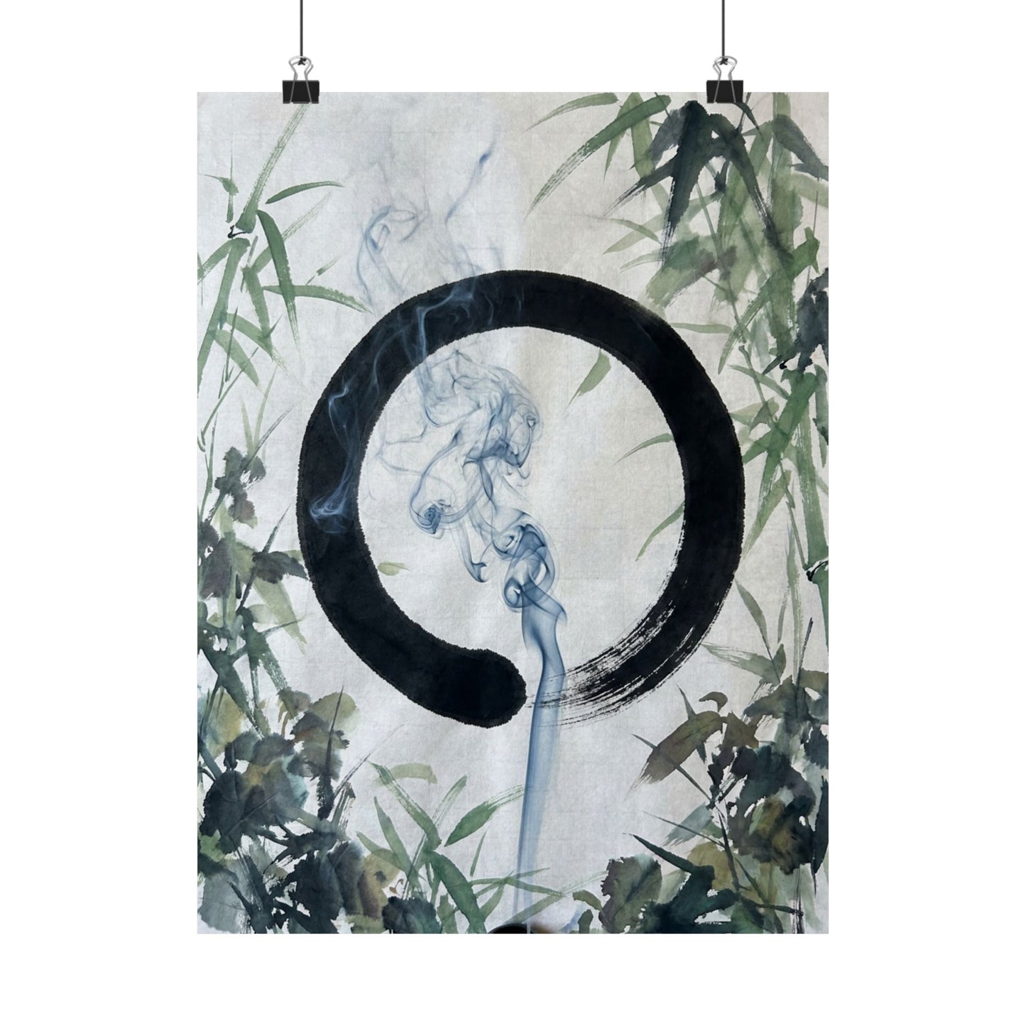 Moonlight Incense Smoke Wall Art Print - Zen Mono No Aware